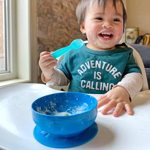 Vista 8 de ChooMee Cucharas de silicona para bebés Más de 4 meses, destete y alimentación automática para bebés de primera etapa Cuchara suave con mango