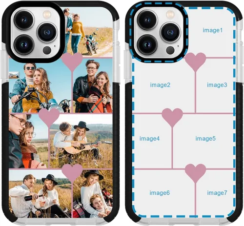 Vista 19 de Funda personalizada para iPhone 15 Pro Max personalizada con collage de múltiples imágenes, resistente a los impactos, funda protectora de TPU