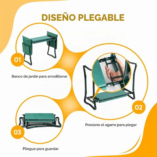 Vista 6 de Simple Deluxe Rodillero y asiento de jardín, taburete plegable con almohadilla de espuma EVA más gruesa, banco resistente, con bolsa