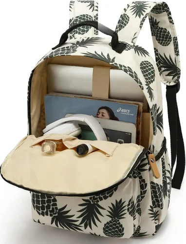 Vista 111 de Leaper Mochila para laptop para mujer: linda mochila floral para escuela, universidad, viajes, trabajo, mochila ligera para niños, Negro margarita
