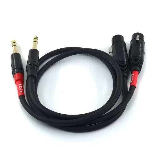 Vista 8 de Cable XLR a 1/4 TRS de 0.250 in de doble canal a 3 pines XLR hembra XLR a 1/4 estéreo equilibrado adaptador de micrófono de 1 pie