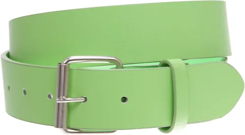 Vista 21 de Beltiscool 1 1/2" (38 mm) Snap On Plain Leather Jean Belt con hebilla de rodillo Amarillo