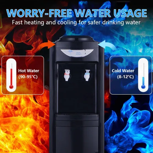 Vista 2 de Dispensador de agua enfriador, dispensador de agua de carga superior para agua caliente y fría, dispensador de agua de 5 galones con cerradura