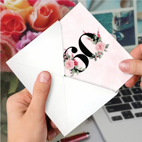 Vista 6 de NobleWorks - Tarjeta de felicitación de aniversario del 60º aniversario con sobre de 5 x 7 para hombres y mujeres (1 tarjeta) Pareja floral 60