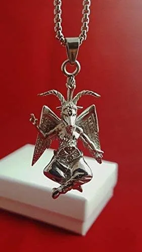 Vista 2 de Iglesia de Satanás Baphomet Colgante Collar 316L Acero Inoxidable Eliphas Levi