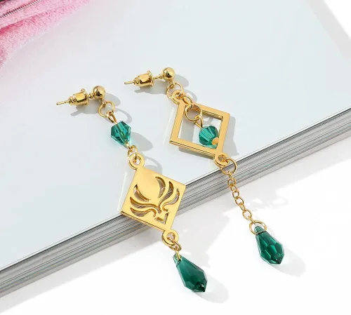 Vista 2 de Genshin Dangle Earrings For Women Girl - Anime Figure Element Eye Of God Anemo Vision Earrings Venti Cosplay Jewelry For Christmas Halloween