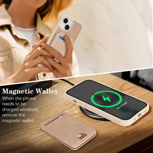 Vista 5 de Havaya Funda MagSafe compatible con iPhone 14 Pro Max con tarjetero - Funda magnética desmontable 2 en 1 - Ranuras para tarjetas de crédito de carga