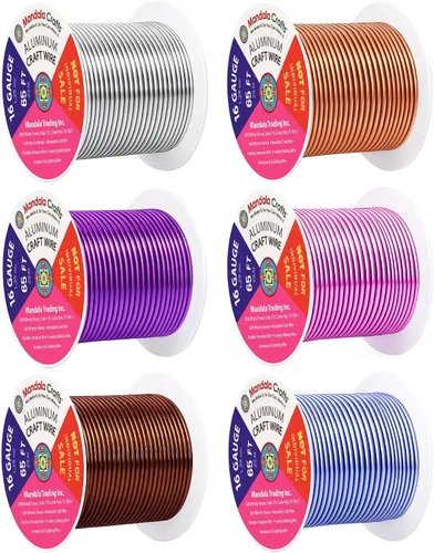 Vista 302 de Mandala Crafts - Alambre de aluminio anodizado de calibre 22 para hacer joyas - 137.2 m de alambre flexible surtido y coloreado - Doble para bonsái