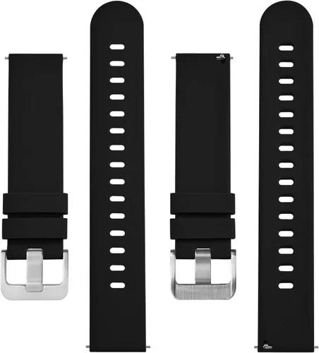 Vista 59 de BISONSTRAP Correas de reloj de silicona, correas de reloj delgadas con liberación rápida, 0.787 in, negro con hebilla negra