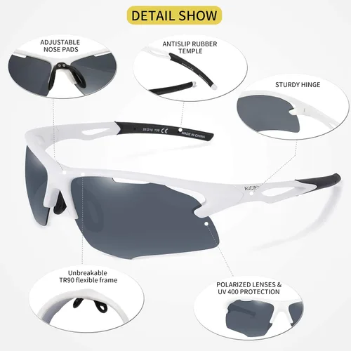 Vista 4 de AUCIP Gafas de sol deportivas polarizadas para hombres y mujeres marco TR90 para jóvenes béisbol pesca correr golf motocicleta gafas
