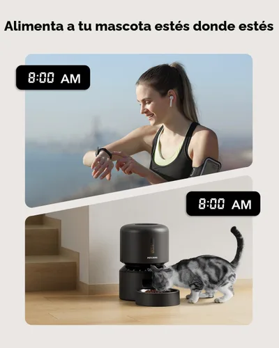 Vista 5 de PETLIBRO Comedero automático para gatos – Dispensador programable de alimentos para mascotas de 3 litros con almacenamiento hermético, control