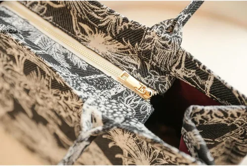 Vista 5 de Bolso de mano de lujo de moda de lino de algodón un bolso de hombro bordado jacquard de gran capacidad retro