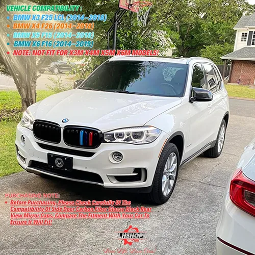 Vista 6 de M Style Fundas de Espejo Lateral de Coche Reemplazo para BMW X5 F15 X3 F25(LCL) X4 F26 M40i X6 F16 2013-2018 Accesorios de Fibra de Carbono Exterior