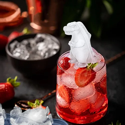 Vista 6 de Bandeja de cubitos de hielo de dinosaurio, molde para cubitos de hielo de dinosaurio 3D, bandeja de hielo de silicona con formas grandes