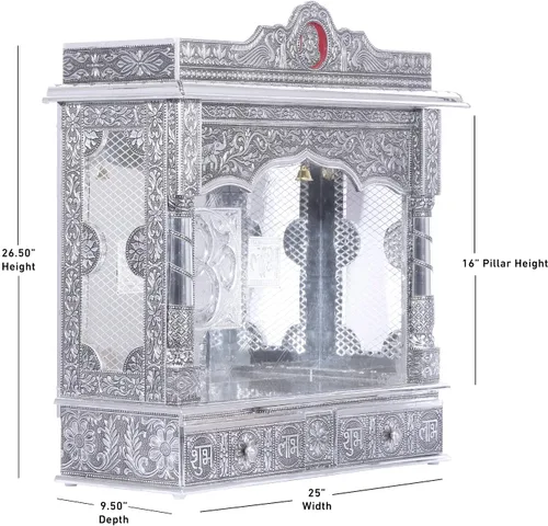 Vista 6 de Mandir de plata para el hogar - blanco oxidado - sin puerta (grande)