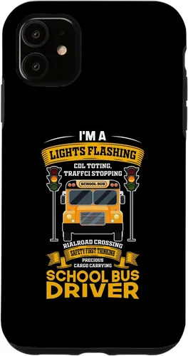 Vista 5 de iPhone 15 Funny Lights Flashing Safety First School Bus Driver Case
