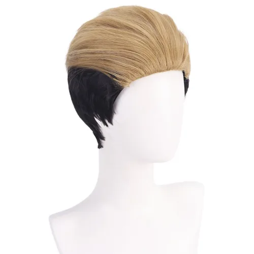 Vista 3 de Bokerom Anime Attack on Titan Porco Galliard Cosplay Wig, Color block Short Hair Role Play Halloween Costume Party Wigs + Wig Cap