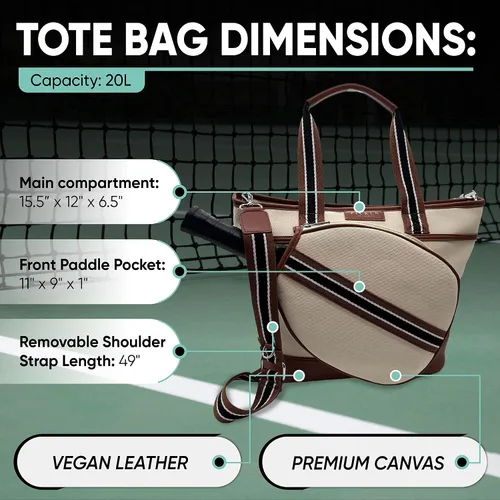 Vista 6 de Pickln Bolso de lujo para mujer, de piel vegana, de lujo, para pickleball