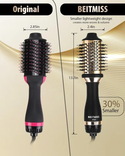 Vista 6 de Cepillo secador de pelo: Desmontable 4 en 1 con tecnología iónica, cepillo secador ovalado barril con tecnología iónica esponjoso, por debajo