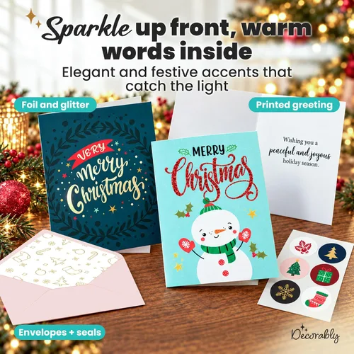 Vista 2 de Decorably - Paquete de 24 tarjetas de Navidad de 4 x 6 pulgadas con sobres