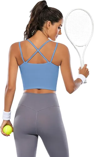 Vista 2 de Vorcy Brasier deportivo con relleno para mujer, camiseta corta con brasier integrado
