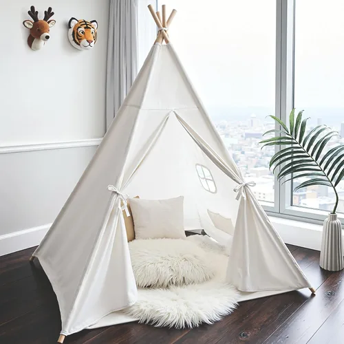 Vista 9 de Tienda de campaña tipi para niños, tiendas de campaña para niños y niñas, casa de juegos de regalos para juegos en interiores y exteriores, casa