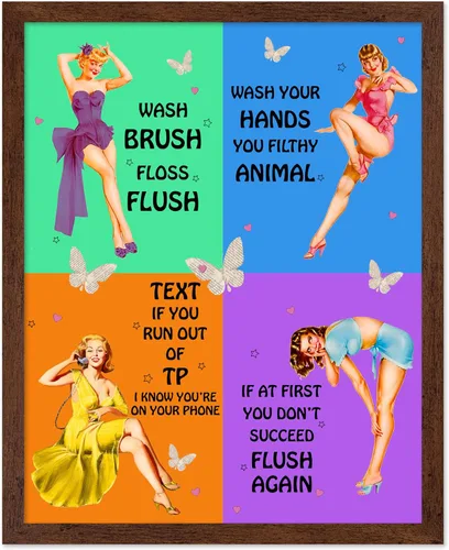 Vista 13 de Poster Master Pin Up Girl Poster - Better Late Than Ugly Print - Butterfly Art - Modern Art - Trendy Art - Gift for Men & Women - Funny Decor for