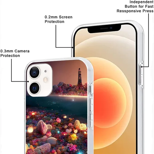 Vista 2 de Funda compatible con iPhone 11 – Diseño estético de playa de diamantes de playa con protección contra caídas a prueba de golpes, funda protectora