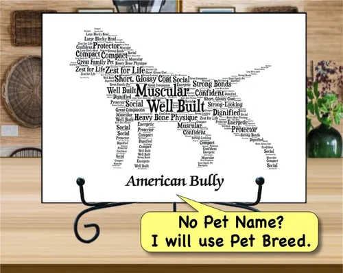 Vista 3 de PetArt.us American Bully – Impresión artística personalizada – Nombre de mascota personalizado, regalo para los amantes de los perros o recuerdo