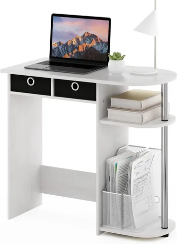 Vista 8 de Furinno Simplistic - Escritorio rústico para computadora de 31 pulgadas, escritorio de oficina pequeño, escritorio rectangular de oficina en casa