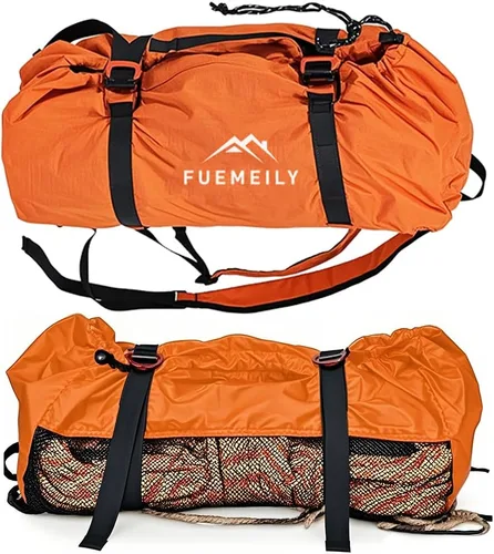 Vista 2 de Bolsa de cuerda de escalada en roca, mochila de almacenamiento de cuerda plegable de gran capacidad con hoja de tierra, correas ajustables