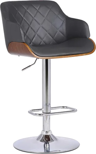 Vista 10 de Armen Living Toby Taburete giratorio de piel sintética, ajustable, gris y negro