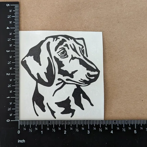 Vista 9 de Paquete de 4 calcomanías de perro salchicha: mendicidad de perro salchicha, latido del corazón de perro Weiner, corazón de perro salchicha, Negro