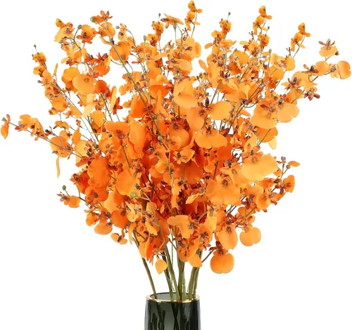 Vista 11 de Flores de orquídeas artificiales, 10 unidades (cada una de 37 pulgadas) orquídeas artificiales de tallo largo, flores artificiales de seda falsas