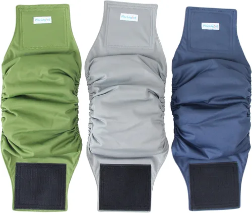 Vista 28 de Paw Legend - Pañales lavables para perro macho (3 unidades), XS, Ejército, Gris, Marina