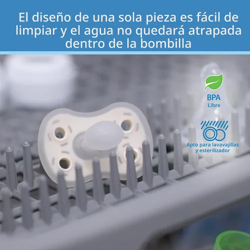Vista 8 de Dr. Brown's Chupete Advantage de una pieza de silicona para bebé, chupete completamente simétrico, gris oscuro/verde/amarillo, 6-18m, libre de BPA