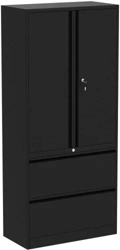 Vista 5 de STANI Archivador lateral de 2 cajones - Armario de almacenamiento de metal con cajones de bloqueo para archivos de tamaño carta / A4 (negro)
