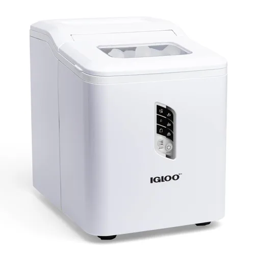 Vista 24 de Igloo Máquina de hielo de encimera autolimpiante, compacta y portátil, crea 26 libras por día, 8 piezas listas cada 7-8 minutos, incluye pala