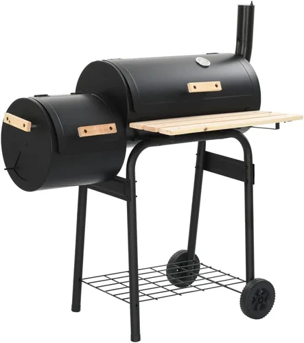 Vista 8 de Ahumador de carbón para barbacoa con estante inferior negro (estilo N) -AA