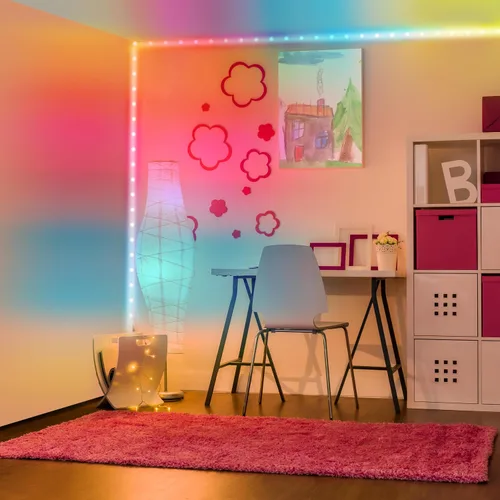 Vista 6 de XTREME Tira de luz LED RGB+IC, tira de luz LED de 50 pies para interiores, reactiva con sonido multicolor, control de aplicación Bluetooth, luces