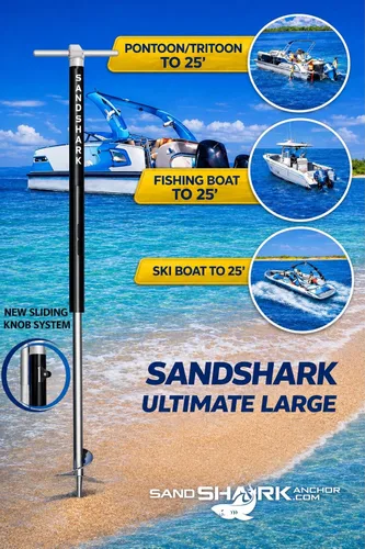Vista 3 de Ancla SandShark - Ancla de tornillo premium para barco, ancla para barco de pontón, poste de ancla para agua poco profunda de acero inoxidable