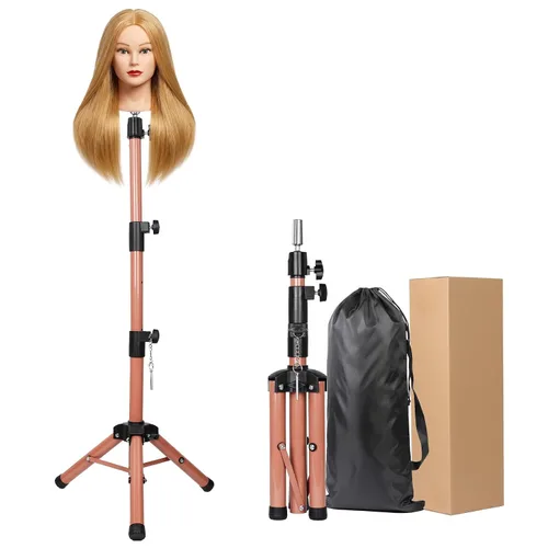 Vista 10 de AliLeader Soporte de cabeza de peluca de 25 pulgadas, soporte de cabeza de maniquí ajustable, trípode con cabeza ajustable, soporte de trípode