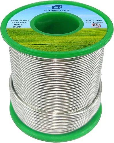 Vista 6 de Essmetuin Hilo de Soldadura Sin Plomo (Sn99.3Cu0.7) Para Fontanería/Vidrio Manchado/Manualidades/Joyería 217℃ Punto de Fusión 2.0MM Sin Flujo, ROHS