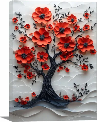 Vista 30 de VOCBAN Tree of Life Canvas Wall Art Painting Poster Nature Print Canvas Wall Art Print Artwork Living Room Bedroom Office Hallway Picture(black