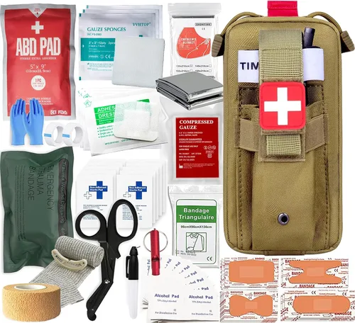 Vista 11 de Kit Médico de Trauma Kit de Control de Sangrado, Kits de Primeros Auxilios de Supervivencia de Emergencia EMT IFAK Kit Médico para Control