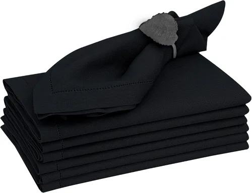 Vista 19 de Ruvanti Juego de 6 Servilletas de Lino, Servilletas de Tela de 18x18 pulgadas, Servilletas de Tela de Mezcla de Algodón y Lino Lavables, Suaves Negro