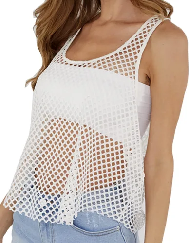 Vista 2 de CLOZOZ Camisas de malla para mujer, camisetas sin mangas transparentes
