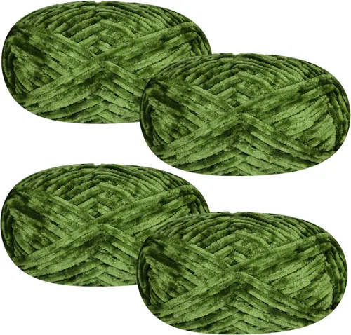 Vista 12 de 4 piezas de 400g de hilo de terciopelo chenilla suave para tejer a ganchillo, hilo esponjoso y cálido para tejer y ganchillo, manualidades DIY Rosa