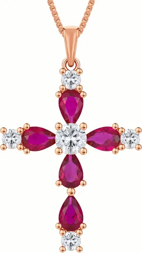 Vista 184 de YL Collar de cruz de plata de ley 925 con colgante de piedra natal religiosa para mujer