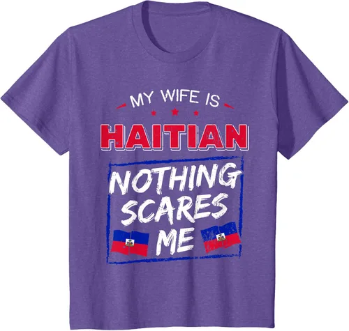 Vista 40 de My Wife Is Haitian Republic of Haiti Heritage Roots - Camiseta con bandera, Negro, S